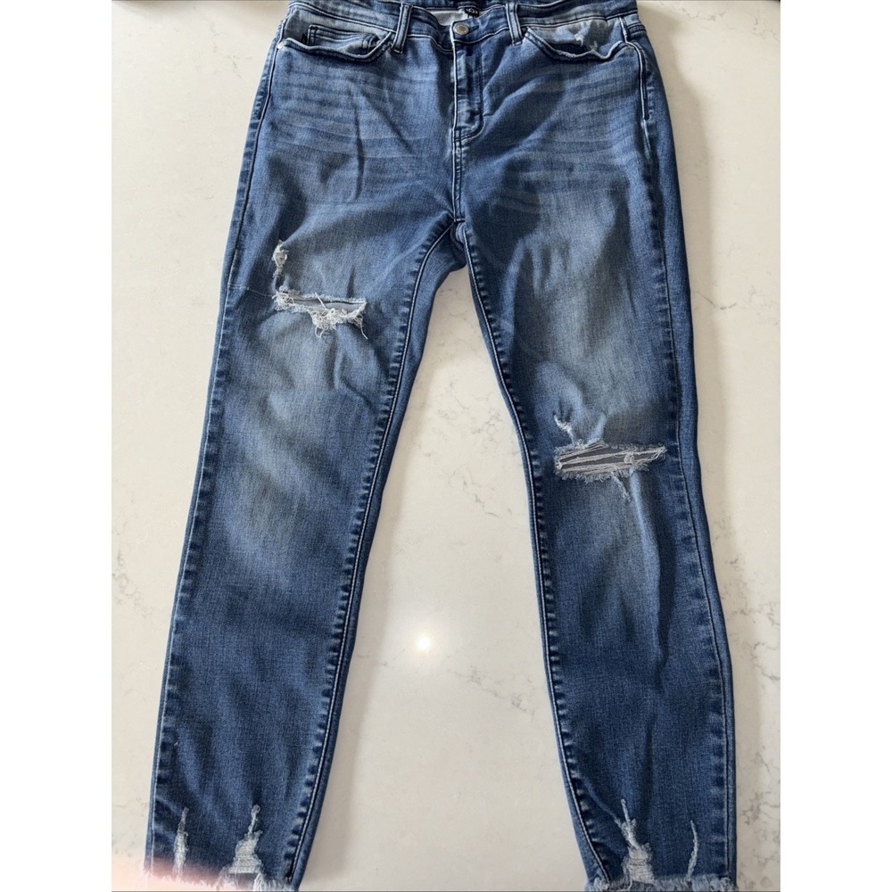 Judy Blue Jeans Womens‎ 15/32 Skinny Distressed Denim Stretch Light Wash Raw Hem